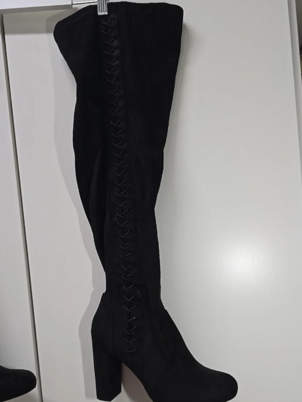 torrid Black Over-the-Knee Lace-Up Block Heel Boots